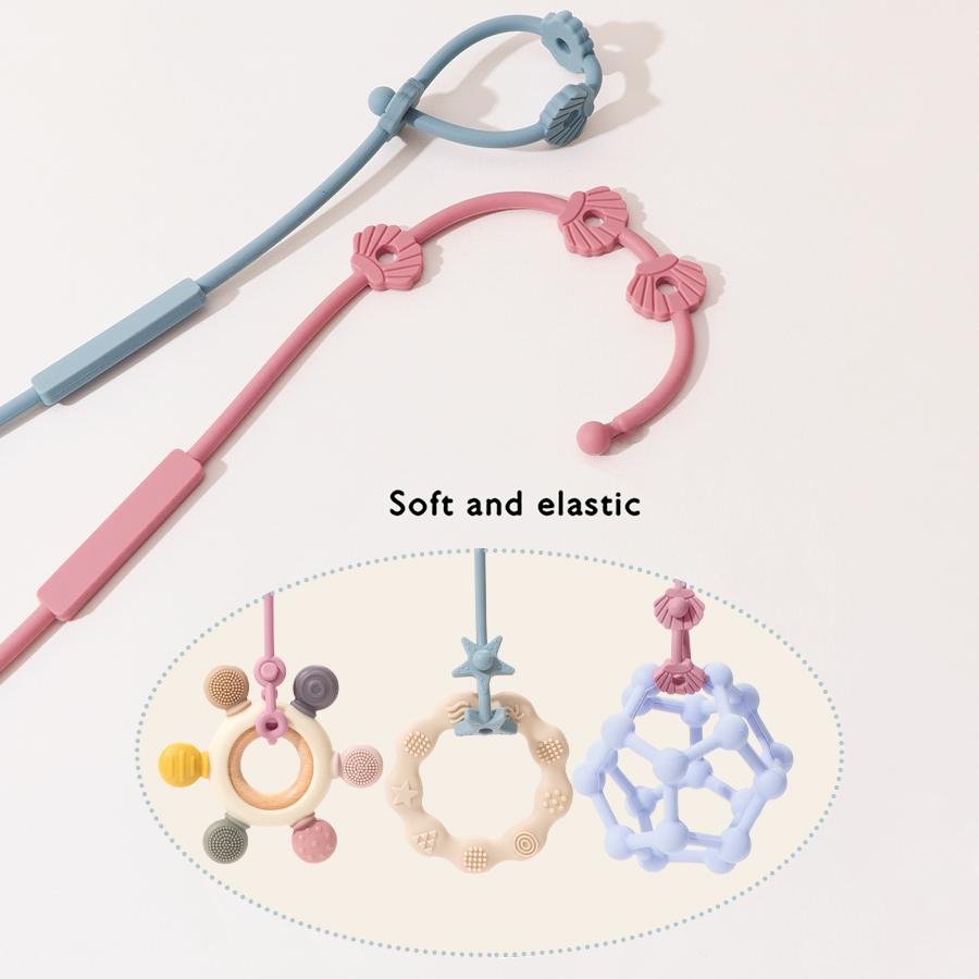 Color Kids 3PC Silicone Pacifier Clips Solid Color Pacifier Chain Cartoon Baby Toys Adjustable Baby Essentials Soft Baby Gift
