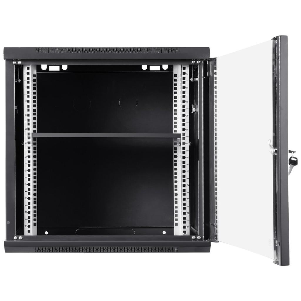 9U Wall Mount Network Server Cabinet, 15.5'' Deep, Server Rack Cabinet Enclosure, 200 Lbs Max. Ground-mounted Load Capacity, with Locking Glass Door