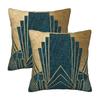 Art Deco Glamour - Teal And Gold 2 Pcs Square Pillowcase Pillow Cover Cushion Zip Decorative Comfort Throw Pillow For Home Car