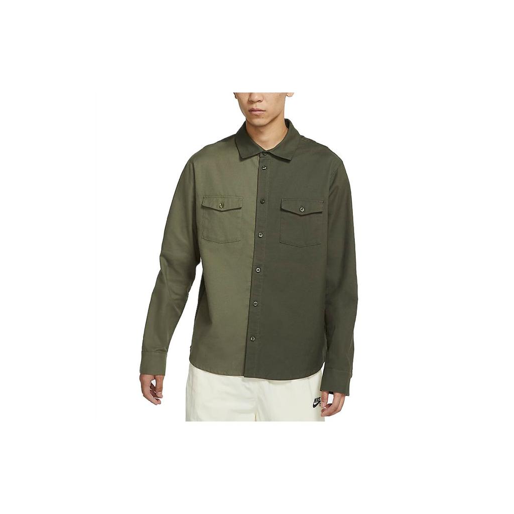 Nike SB Flannel Patchwork Long Sleeve Shirt Men Tops Olive-Green DA4168-325