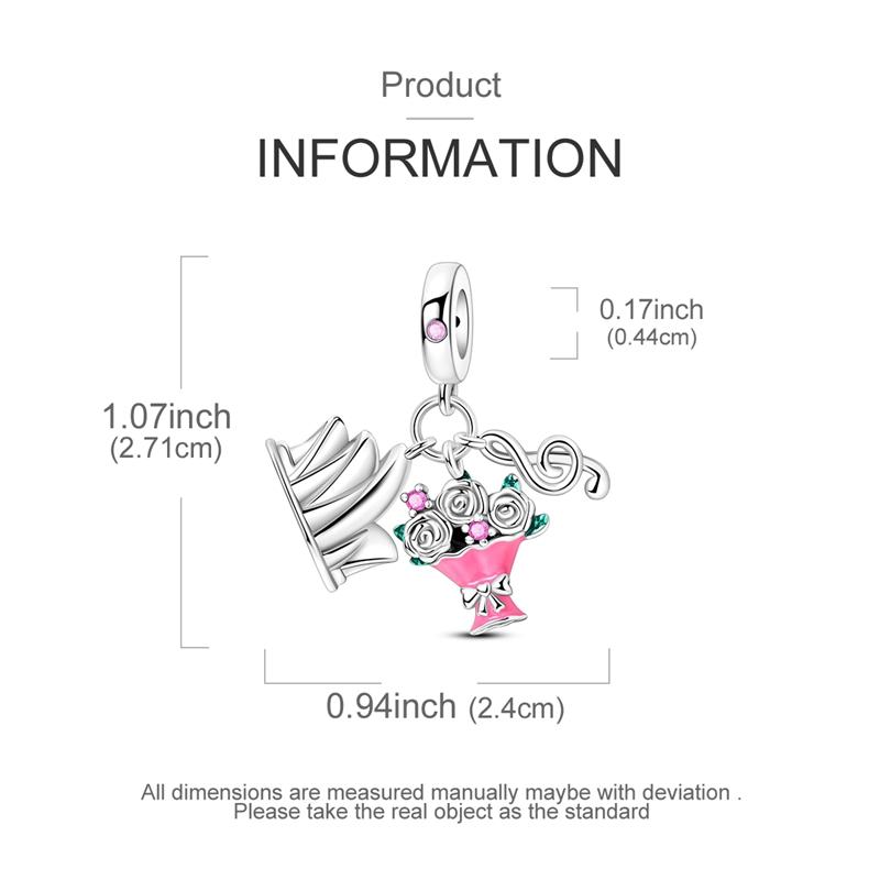 Original Charms Copper Opera House Bouquet Note Pendants Fit Charms Plata Bracelets For Women Jewelry Making Diy Gifts