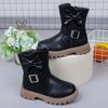 Fashion 2024 Girls Boots Bowkont Children Fashion Buckle Cool Solid Color Toddler Girls Shoes Casual Short Boots Korean Princess Shoes