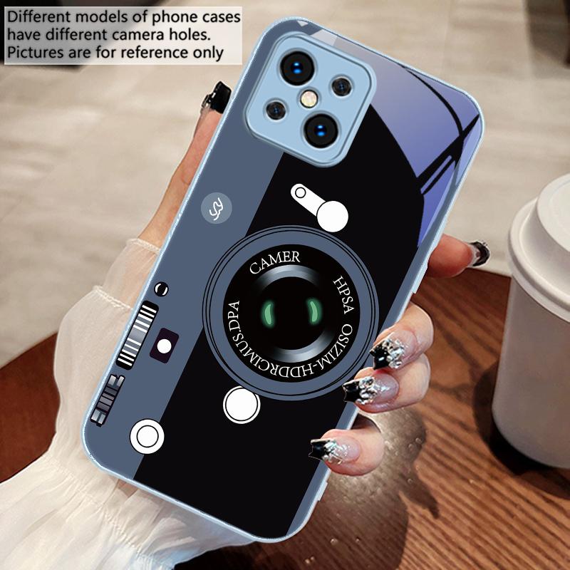 Dark Green Camera Pattern For Oppo Find X5 X8 Pro X2 Lite X7 Ultra F11 23 Reno4 Z 6 Pro A72 58 78 73 16 98 A54S Glass Phone Case