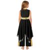 Girls Metallic Patchwork Sleeveless Dress Lyrical Dance Outfit Wide Leg Pants