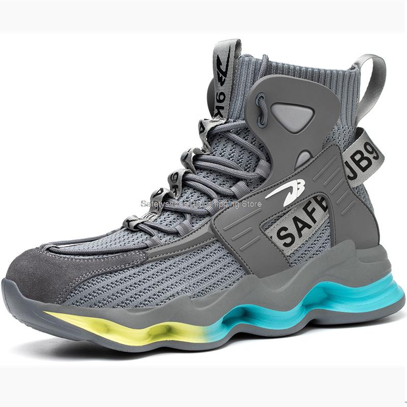 Módní pracovní obuv Pánská bezpečnostní obuv s ocelovou špičkou Lehká prodyšná pracovní teniska Pánské vysoké horní pracovní bezpečnostní boty Plus velikost 36-48