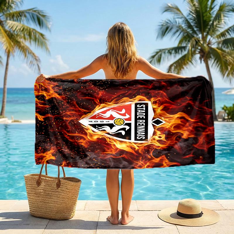 Stade Rennais FC Stampa Asciugatura Rapida Telo da Spiaggia Microfibra Assorbente Portatile da Viaggio Asciugamano da Nuoto