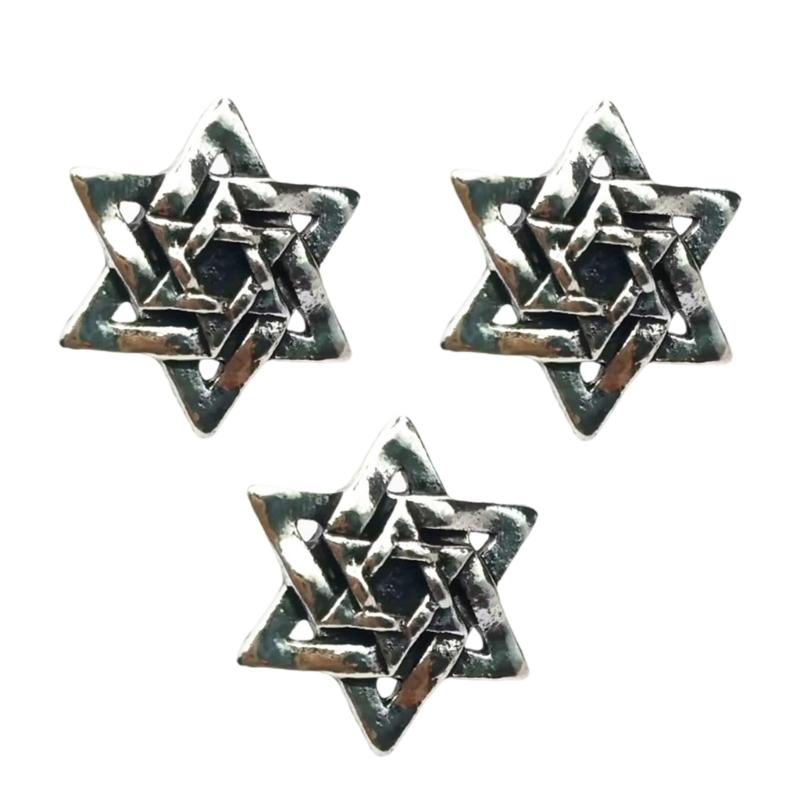 Vintage Hexagram Alloy Brooch Elegant Retro Design Sturdy Allergy Resistant Jewelry Accessory For Women Men