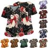 Women's Halloween Print V Neck Medical Scrub Top with Pockets Side Slits Short Sleeve Nurse Uniform Shirt for Healthcare Professionals