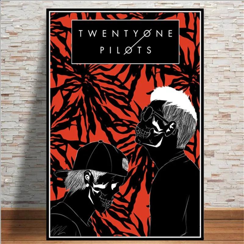 Popular Abstract Twenty One Pilot Rock Music Band Star Poster Art Canvas Modern Painting Mural for Living Room Home Decoration