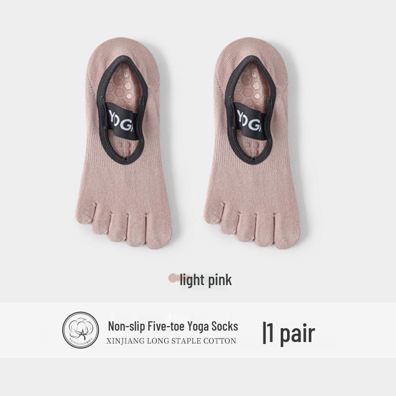 Women's Anti-Slip Yoga & Pilates Five-Toe Socks - Summer Thin, Pure Cotton Toe Separator Boat Socks
