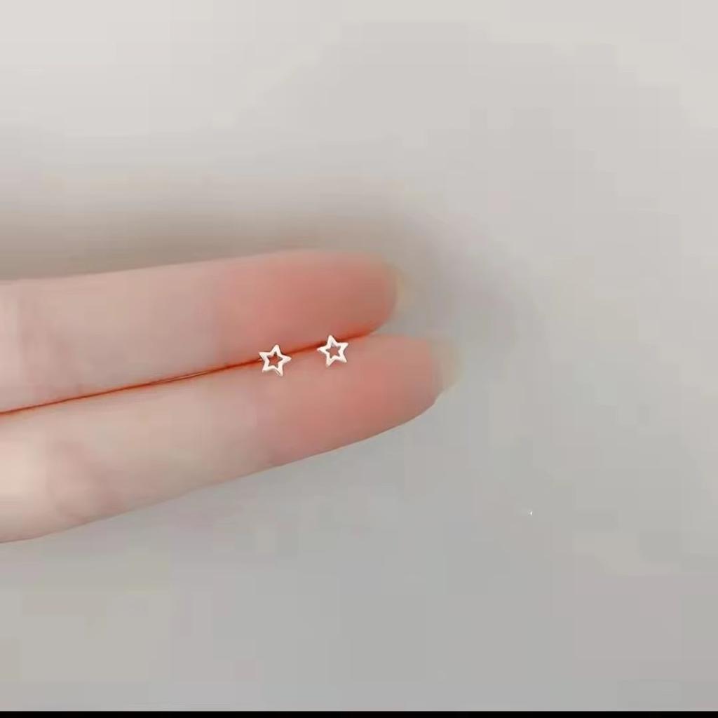 Korean Mini Small Heart Stars Stud Earrings For Women Student Teen Simple Tiny Minimalist Silver Color Ear Piercing Jewelry