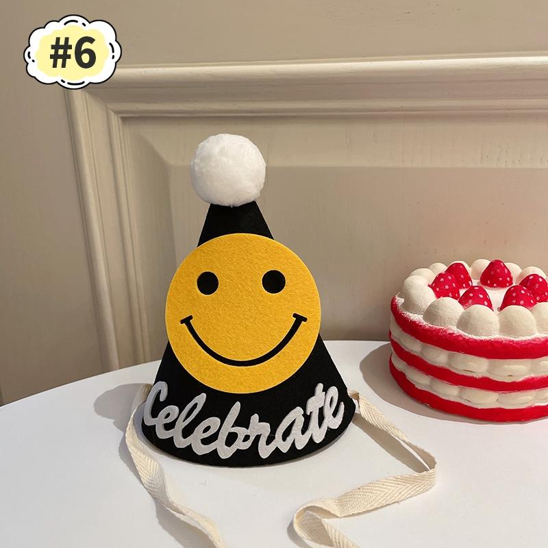 Cute Happy Birthday Hat Felt Cone Hats DIY Birthday Cap Celebration Decor Birthday Party Supplies Photo Props for Adult Kids