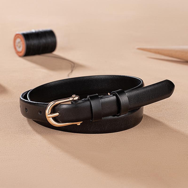 Guangzhou Top Layer Cowhide Thin Belt for Women Fashion Versatile Genuine Leather Korean Belt for Women High End Decorative Cowhide Belt
