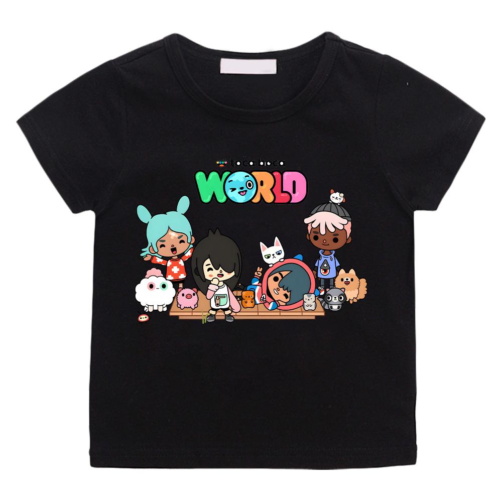 Toca Boca World Bavlněná trička Dívky Kluci Oblečení Hra Toca Life World Tričko Děti Pohodlná Všestranná Topy Letní Trička s Krátkým Rukávem