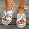 Fashion Shiny Bow Decor Wedge Sandals for Women Summer 2025 Fashion White Platform Slippers Woman Thick Sole Non Slip Beach Slides 36-42