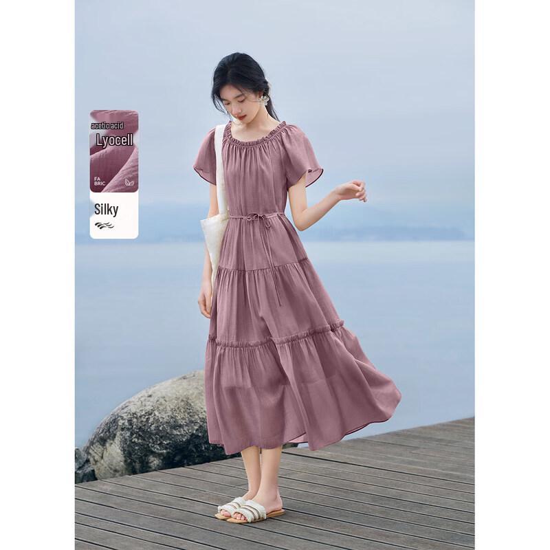XWI Lyocell Acetate French Elegant Tiered Maxi Dress M