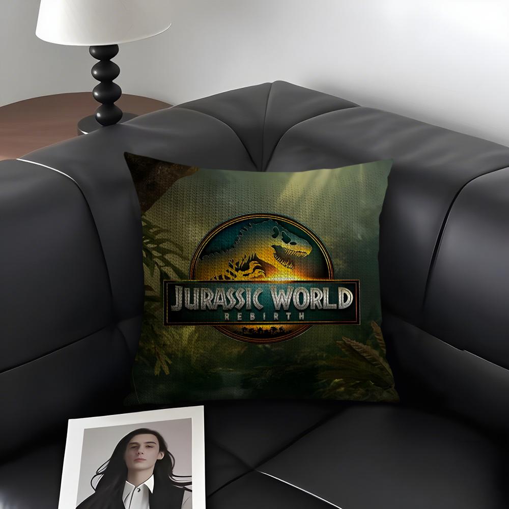 

JJurassic WorldD Logo Cushion Cover Natural Linen Organic Fabric DoubleSided Printing Sofa Home Decor Gift Pillow Case 30x30cm