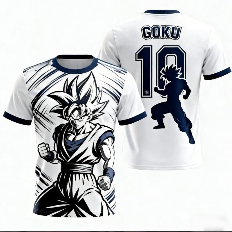 Summer Dragon Ball Z Goku 3D Printed T-Shirt for Men and Kids Casual Sportswear for Outdoor Fun, Soccer Games, and More