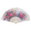 Leque Dobrável Leve Portátil Leque Vintage Elegante Renda Floral Padrão Leque de Mão Casamento Festa Acessório