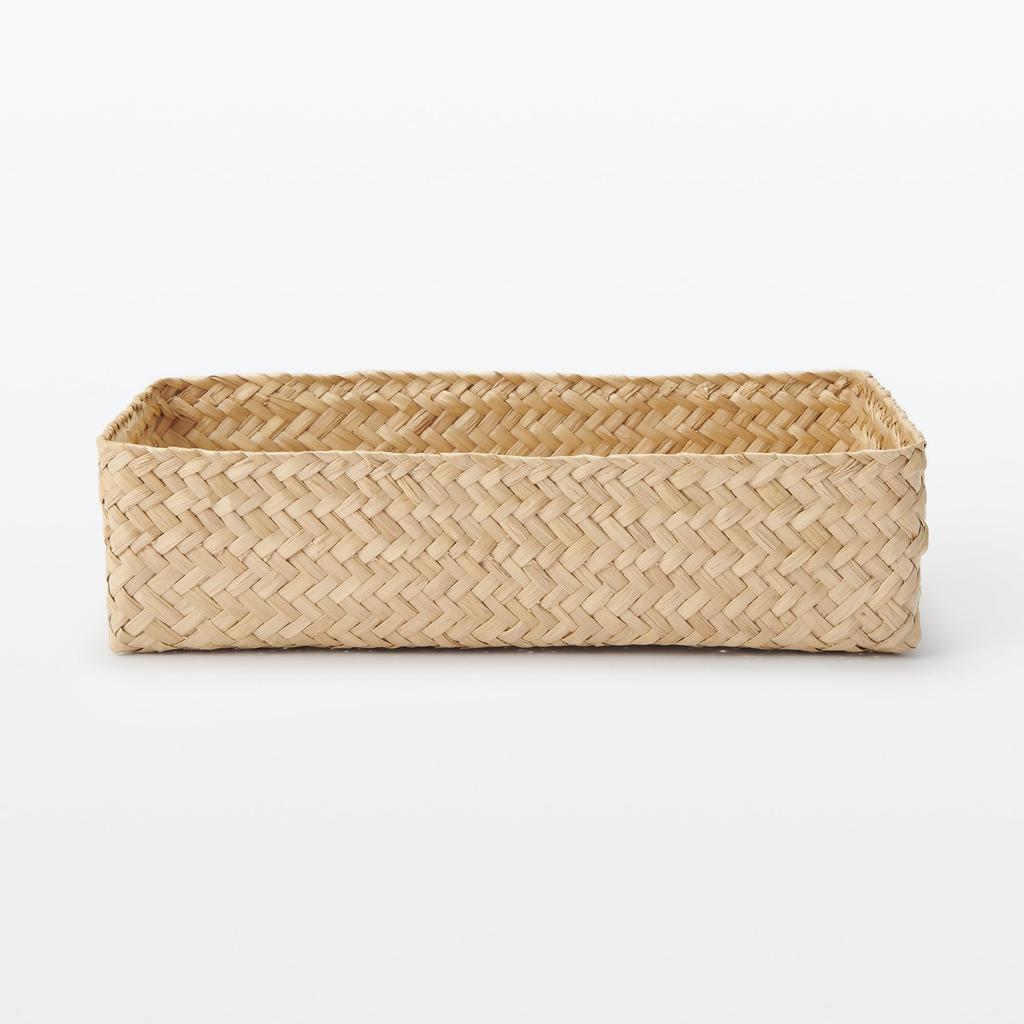 MUJI Seagrass Wickerwork Organizer 15cm W X 25cm D X 7cm 83411923 Basket, Medium, Rectangular, Approx. H,