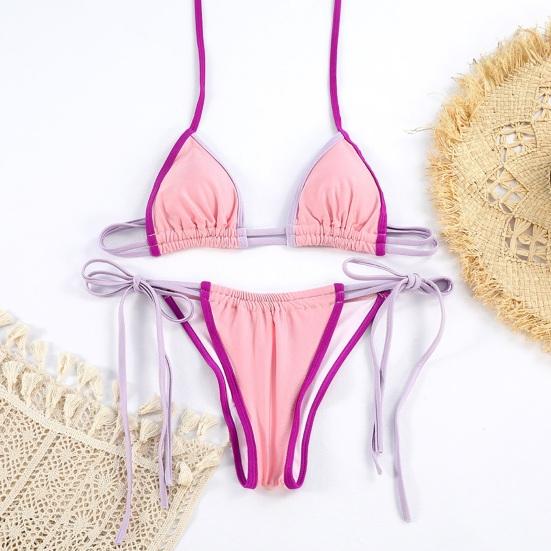 2Pcs/Set Women Swimsuit Set Halter Underwire No Padded Bra Ruched High Waist