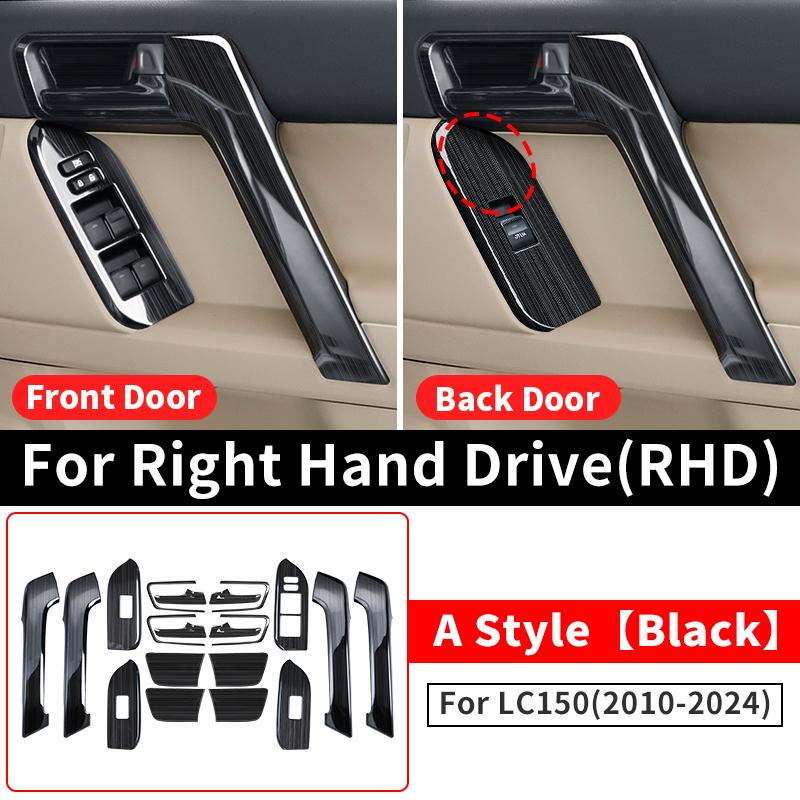 

Для Правого Руля Toyota Land Cruiser Prado 150 2010-2023 Декоративная Накладка на Ручку Двери Кнопка Стеклянного Переключателя Аксессуары для Интерьера LC150 Black A Style RHD