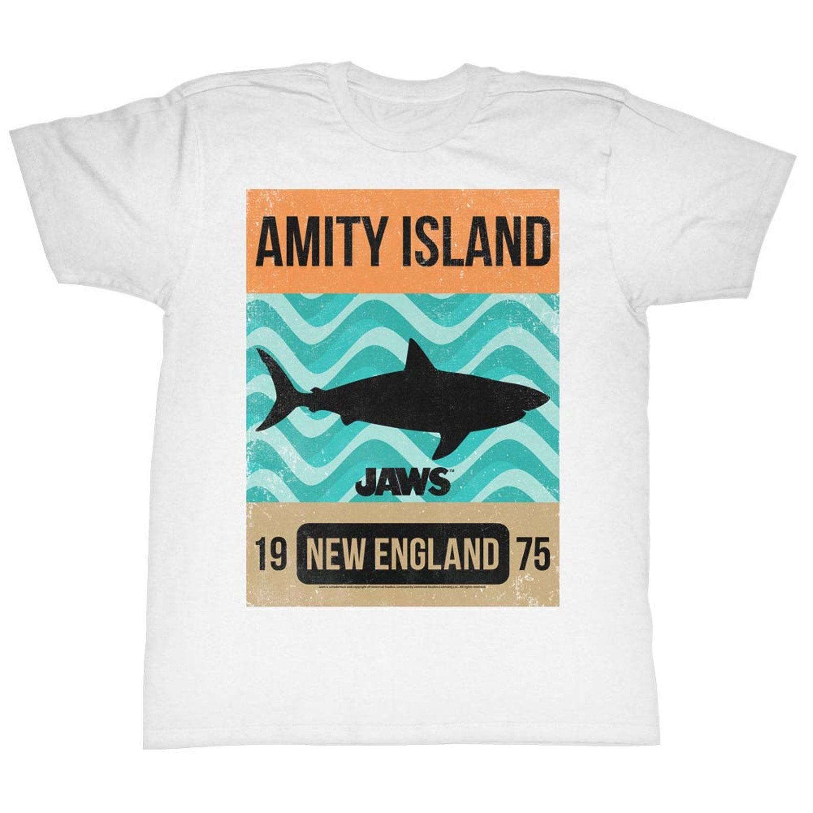 Jaws Waves White Adult T-Shirt 4XL