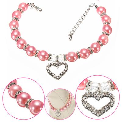 Pet Colored Pearl Necklace Love Diamond Fashion Pendant European and American Temperament Collar Pendant Neck