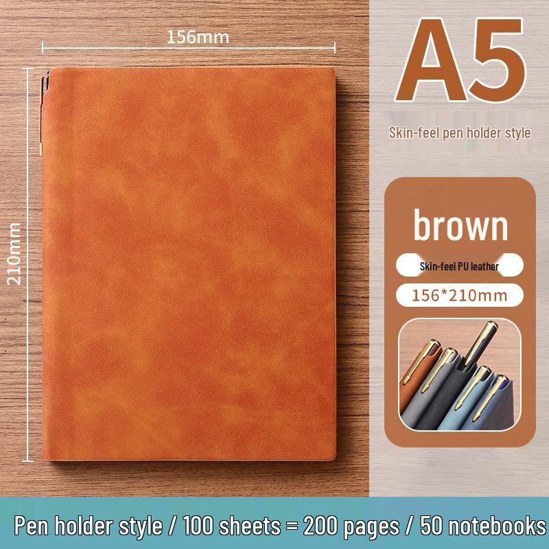 A5 Soft Leather Suede Notebook with Custom Logo - Simple B5 Business Meeting Journal, Large Thick Diary