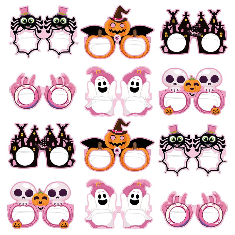 

12pcs Halloween Happy Themed Cardboard Glasses Halloween Party Eyegalass Pumpkin Ghost Cardboard Glasses Hallow Party Supply