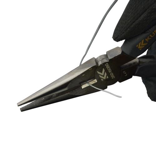 Fujiya Long Nose Pliers, Black Gold, Cross Knurled, 350-150BG