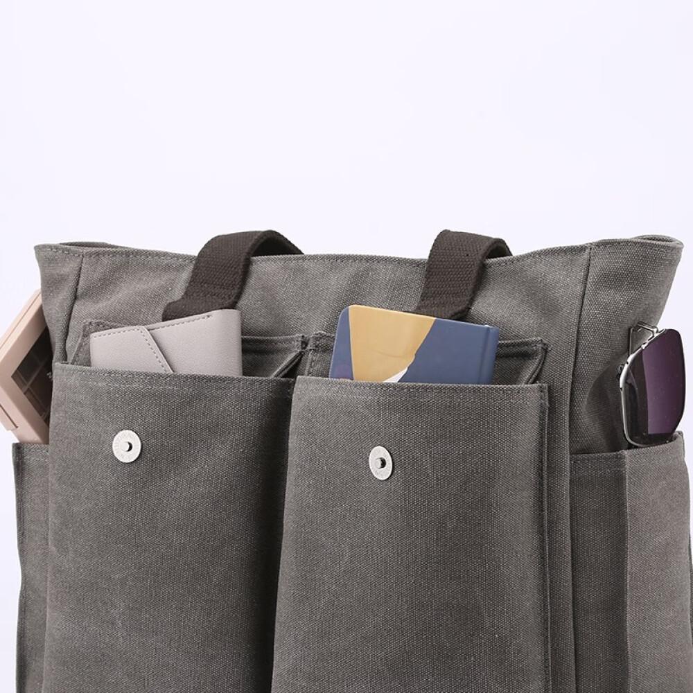 Women Carry Briefcase Professional Commute Simple Single Shoulder Large Canvas Bag Length 39cm Wide 11cm High 32cm