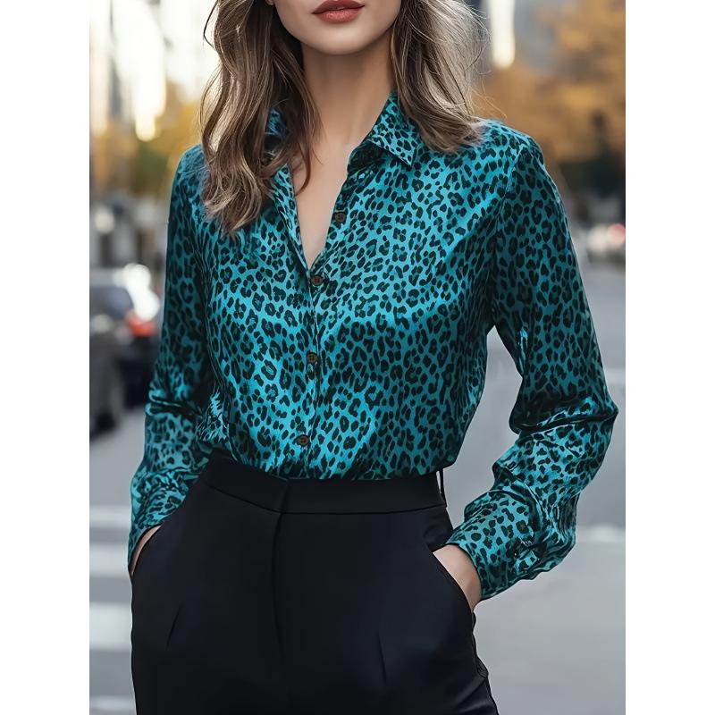Spot Popular 2026 Spring New Satin Print Long-sleeved Shirt for Women