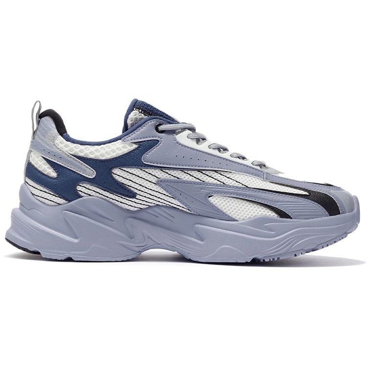 Li-Ning Meteor Synthetic Leather Shock Absorbing Non-Slip Wear-Resistant Rebound Low-Top Casual Shoes Men sneaker White Blue ARLS007-4
