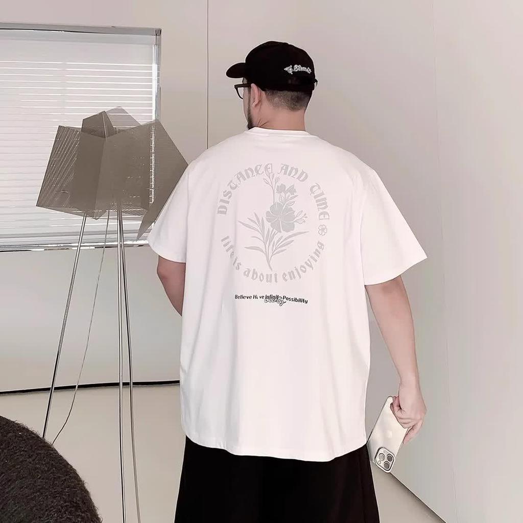 Stretch Fit Anti-wrinkle Loose Men's Short-sleeved Trend Printing Fashion Short-sleeved Top Cotton Comfortable Lightweight T-shirt