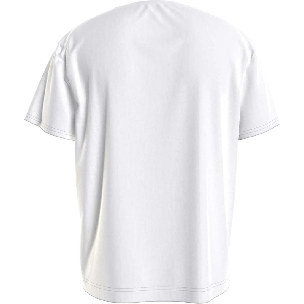 Calvin Klein Loose Fit Letter Print Crew Neck T-Shirt Men Tops White KM0KM00843-YCD