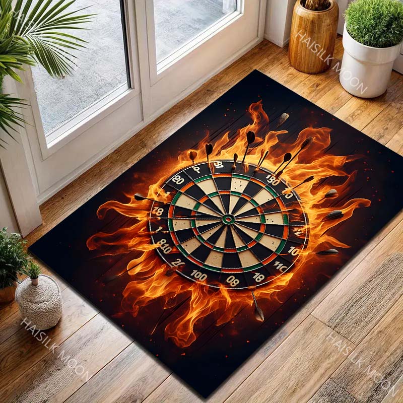 1PC Flaming dartboard with darts Print Carpet for Living Room Bedroom Sofa Home Decor Rus Non-slip Floor Mat Luxury Gift