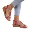 Women's Plus Size Peep Toe Wedge Sandals, Bohemian Elastic Strap Rhinestone Casual Daily Footwear