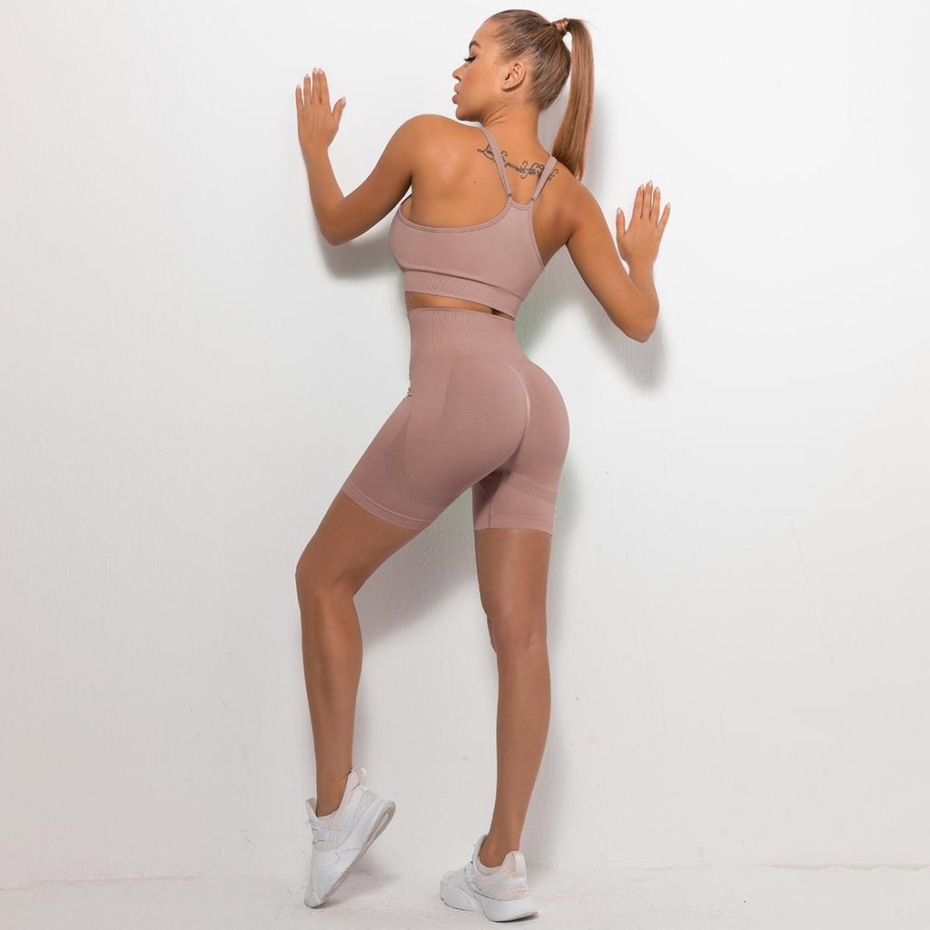 Peach Smiling Face Hip Yoga Shorts Yoga Clothes Fitness Bra Underwear Suit Women