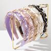 2026 Headband Solid Color Diamond-encrusted Pearl Chain Wide Edge Hair Accessories Women's High-end Banquet Headband