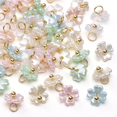 Acryl Imitationsperle Vierblättrige Blume Anhänger Charms Für Schmuckherstellung Zubehör