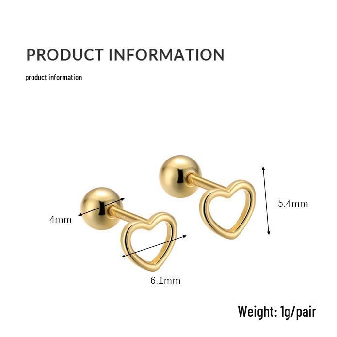 Brincos de Contas de Coração de Prata S925: Estilo Japonês e Coreano, Design Doce e Simples para Mulheres