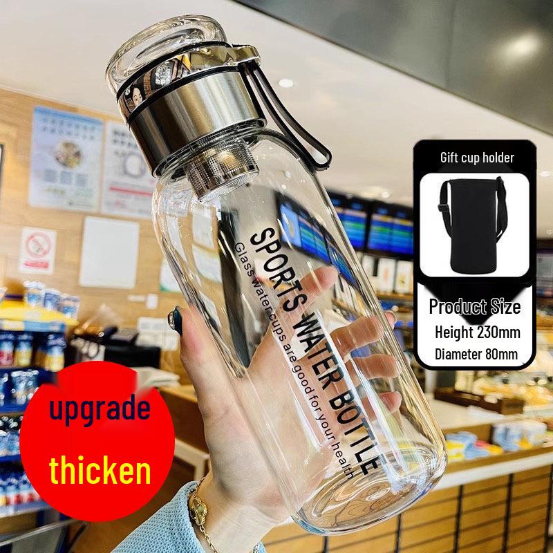 Durable High Borosilicate Glass Water Bottle with Tea Infuser – Large Capacity, Drop-Proof, High-Temperature Resistant