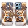 Handmade PU Leather Flip Case for Xiaomi Redmi Note 14S Anti-Slip Shockproof Cover with Wrist Strap & Heart/Rose Cat Designs
