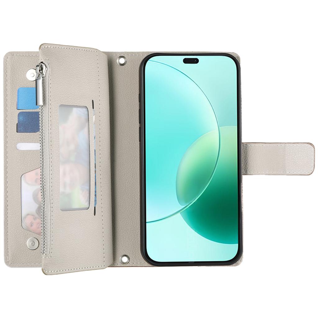 For Honor 400 Lite 5G Case Zipper Wallet Color Splicing Leather Flip Phone Cover with Straps