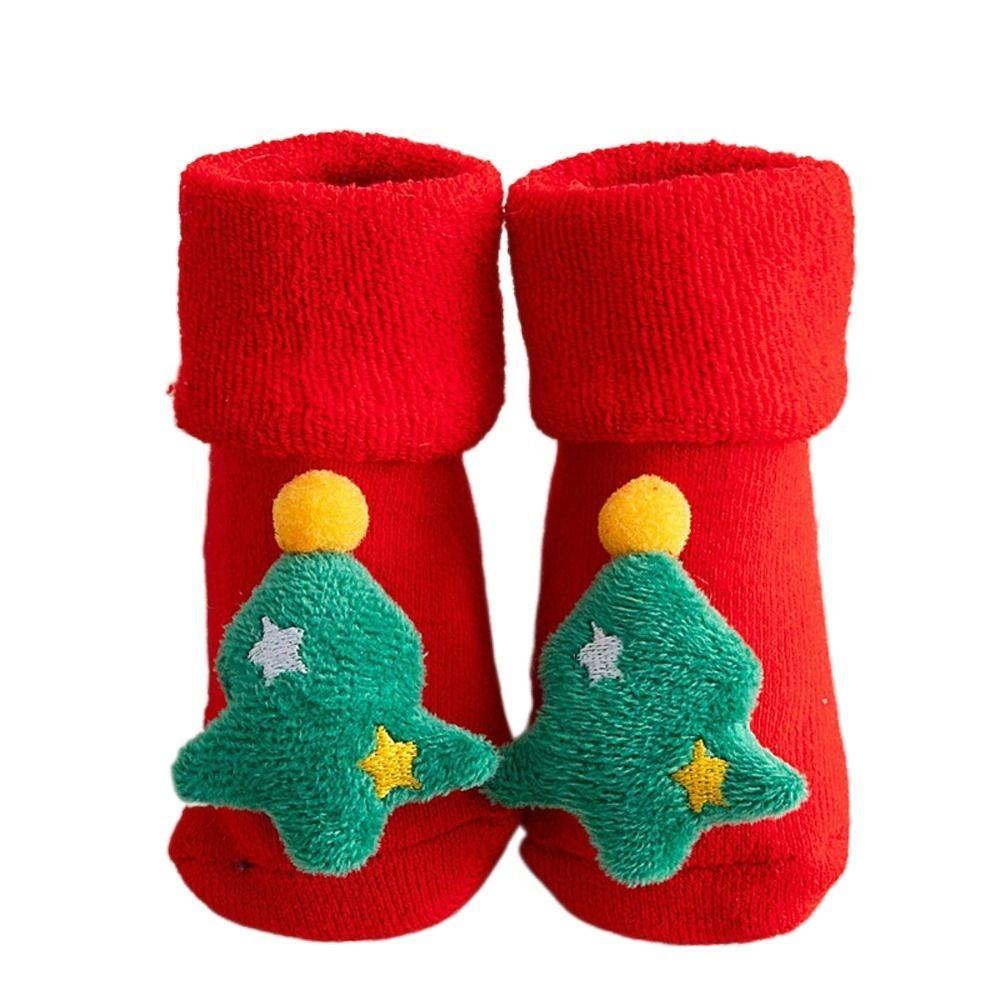 Tree Santa Claus Thicken Kids Cotton Socks Infant Short Socks Baby Christmas Socks Floor Socks