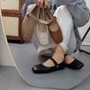 Fashion IPPEUM Women Mary Janes Shoes For Women PU Leather Black Vintage Retro Ballet Flats