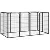VidaXL Dog Playpen 12 Panels Black 50x100cm Powder-Coated Steel Enclosure 3115959