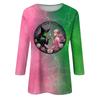 Women's Fashionable Casual Three-Quarter Sleeve Printed Round Neck Top