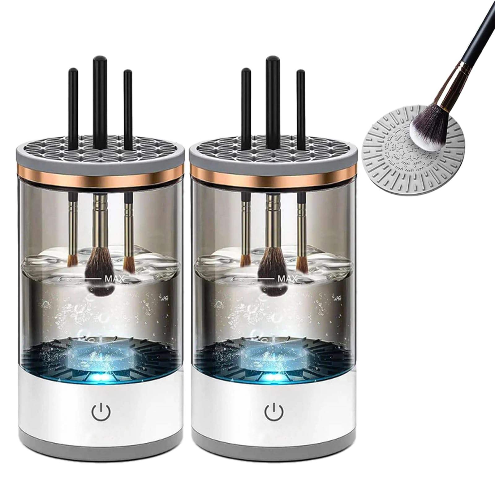 New Electric Makeup Brush Cleaner Machine With Brush Clean Mat Automatic Cosmetic Makeup Brush Cleaner No Plug Required&5 белый